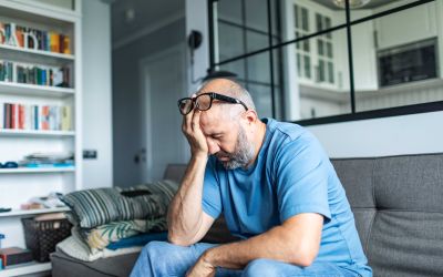 Photo of a man sitting with his face in his hand to illustrate the article 